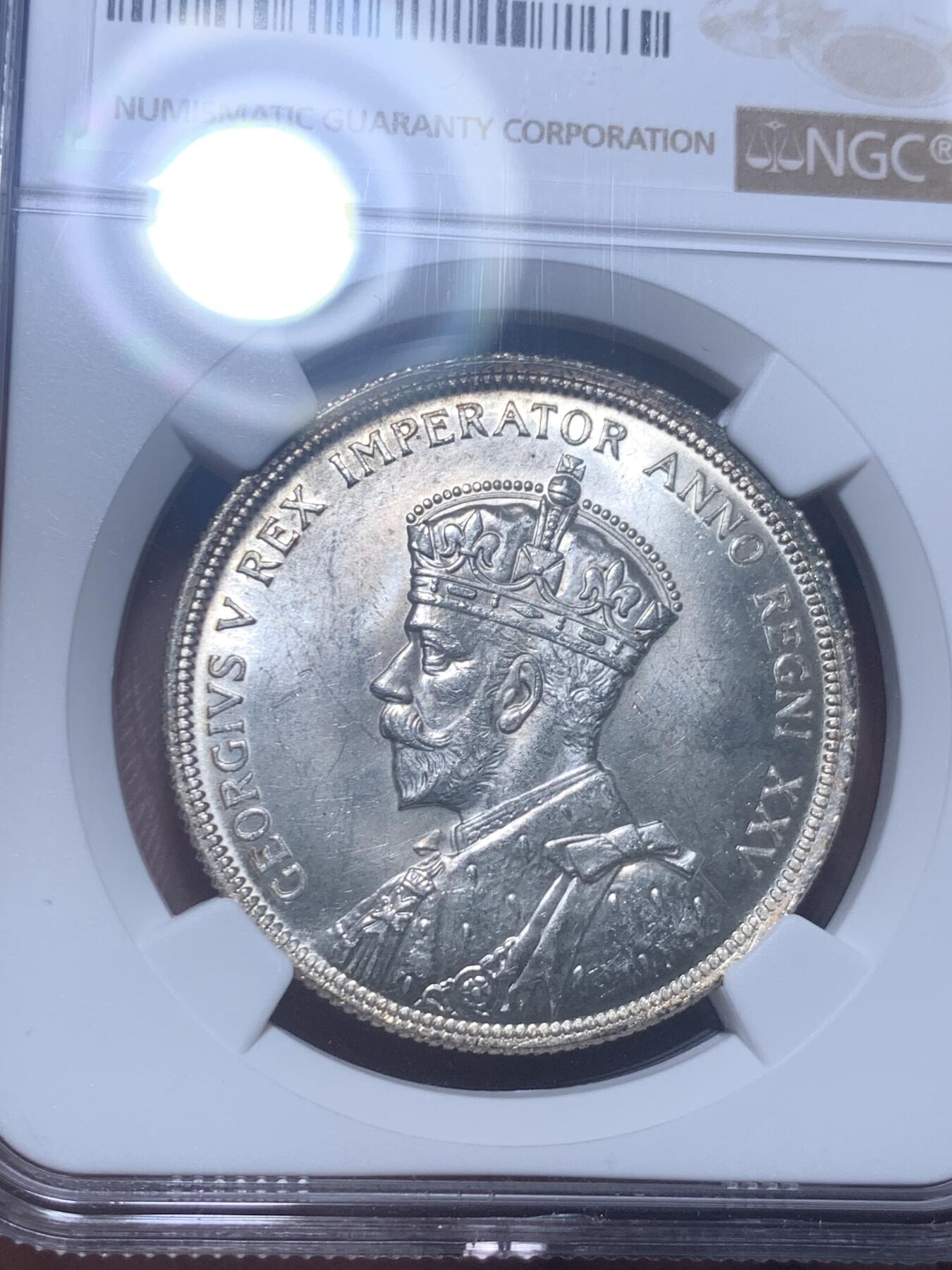 《竞宝斋》第277场- 周日，周一 2场连拍 （全场包邮） NGC MS64 加拿大1935年乔治五世1元银币