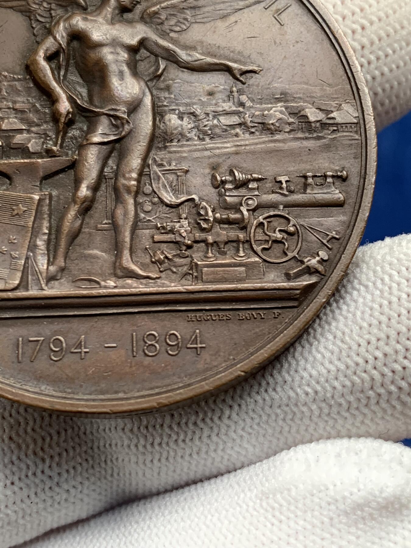 《竞宝斋》第277场- 周日，周一 2场连拍 （全场包邮） 瑞士1894年拉绍德封大火重建百年纪念大铜章 50.7mm 79克