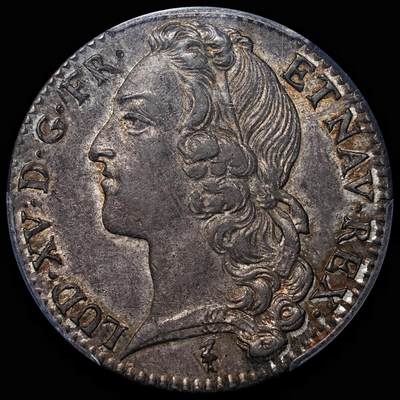 修遠堂世界钱币第二十七期 全场包邮 - PCGS MS62 1748年法国路易十五1/2埃居银币 漂亮入骨老五彩