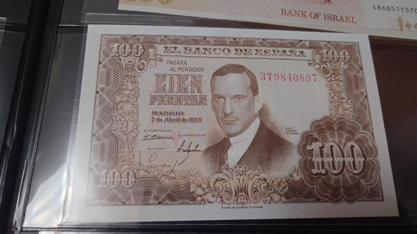 【麦稀奇世界钱币展】精选微拍第113期暨2024年第24期  六月币展新品卖剩存货选购专场 1953年西班牙100比塞塔 全新绝品