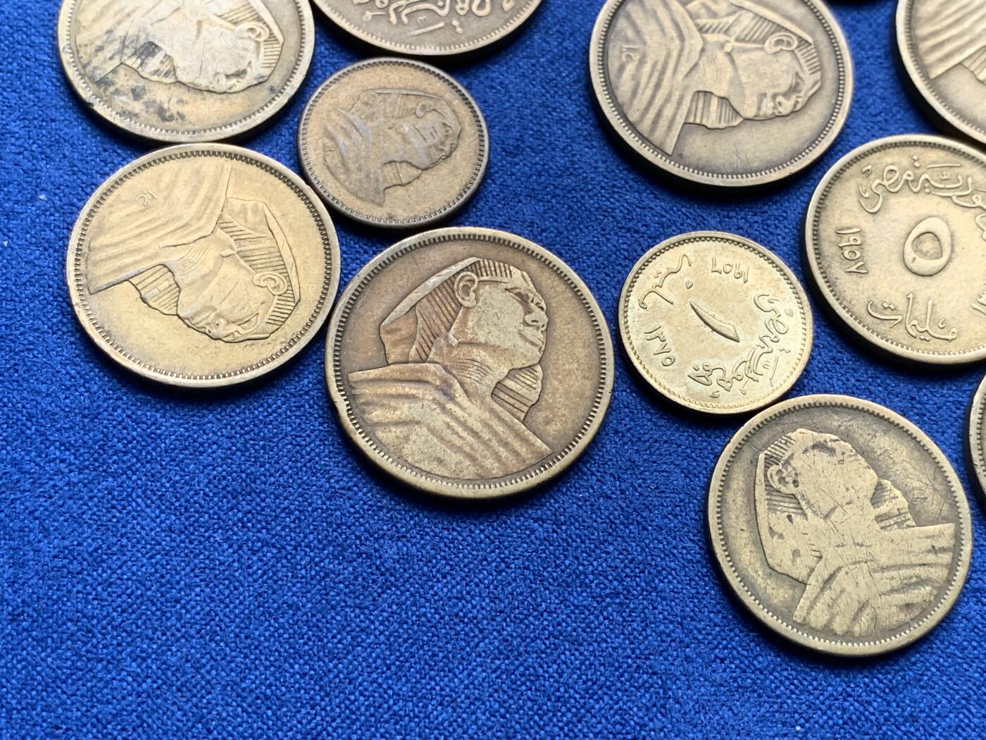 《竞宝斋》第277场- 周日，周一 2场连拍 （全场包邮） 14枚一组 埃及狮身人面像铜币 年份版别多样 细节见图