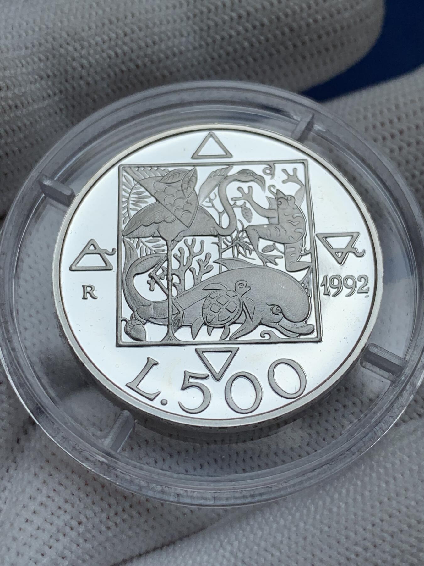 《竞宝斋》第277场- 周日，周一 2场连拍 （全场包邮） 5枚一组 意大利花神与动物精制银币 1000里拉1枚+500里拉3枚+200里拉1枚 4盒4证 835银