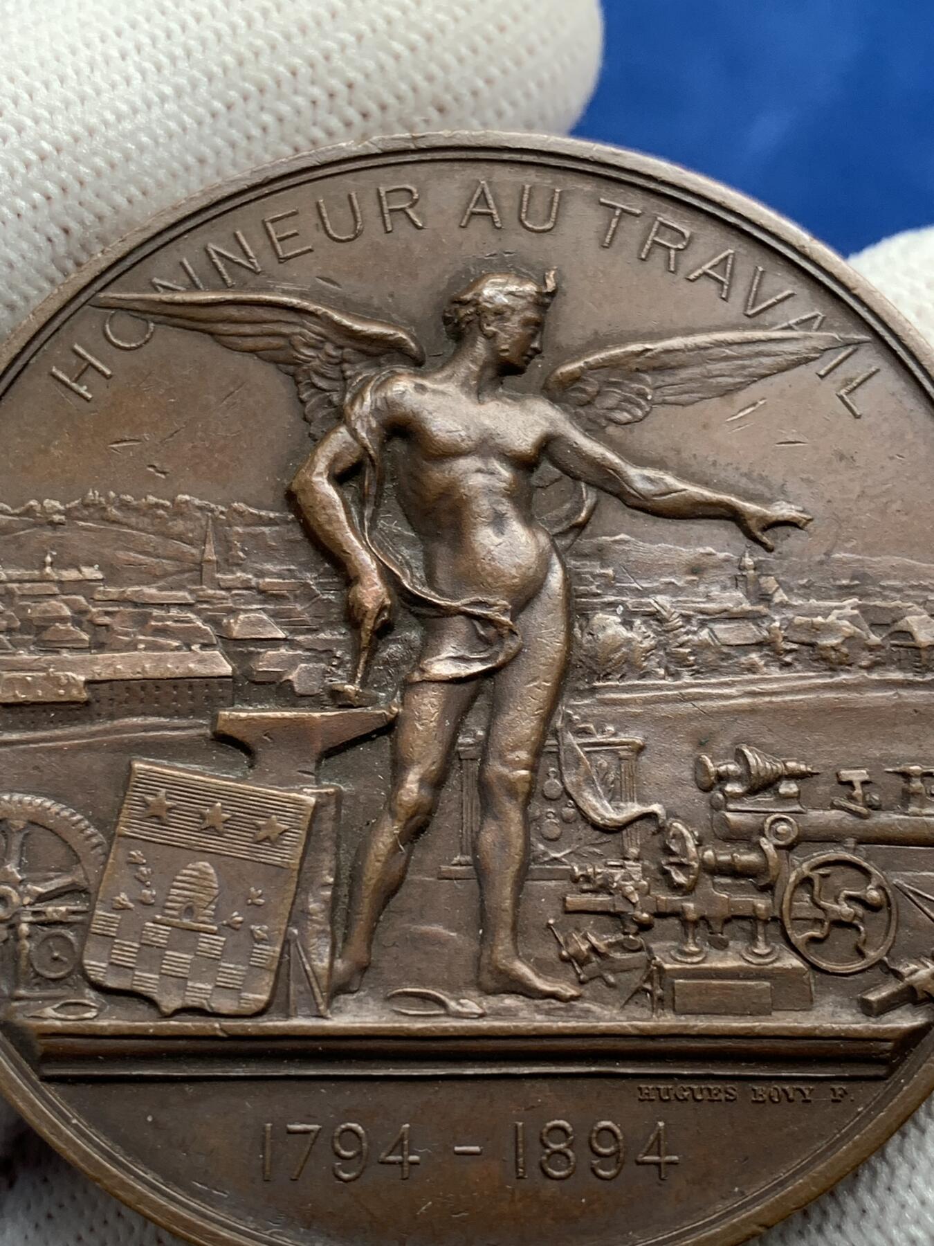 《竞宝斋》第277场- 周日，周一 2场连拍 （全场包邮） 瑞士1894年拉绍德封大火重建百年纪念大铜章 50.7mm 79克