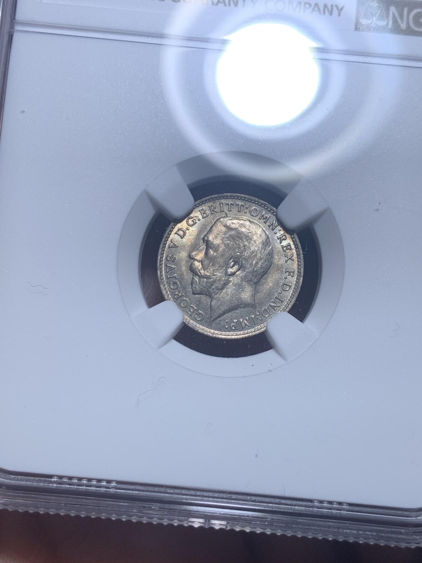 《竞宝斋》第277场- 周日，周一 2场连拍 （全场包邮） NGC MS65 英国1921年乔治五世3便士银币 亚军分 流通银币中的最小面值，作为日常流通中不可或缺的找零，保留着102年前刚从造币厂产出的品质，非常难得。