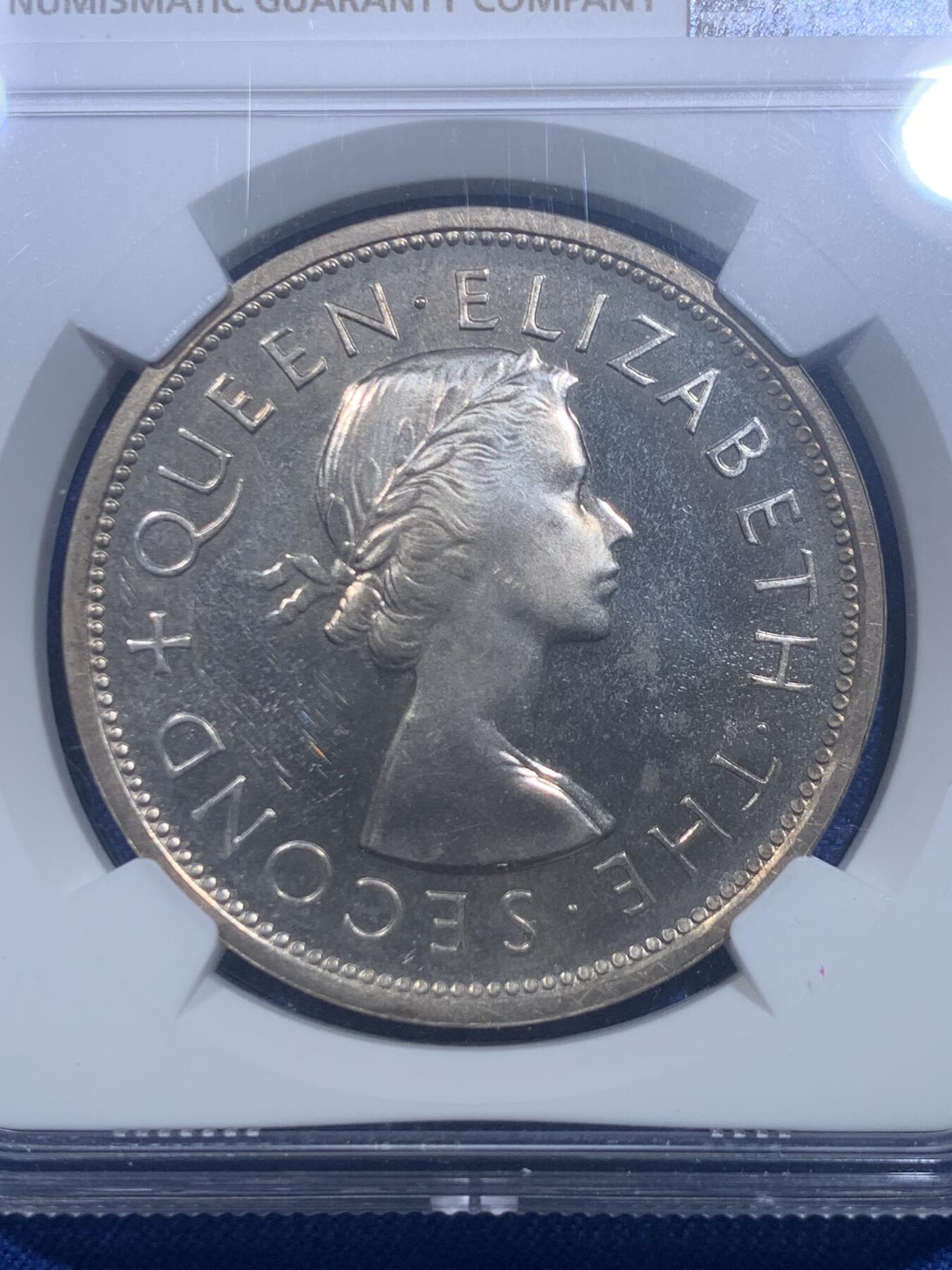 《竞宝斋》第277场- 周日，周一 2场连拍 （全场包邮） NGC PF62 南罗德西亚1953年大克朗银币