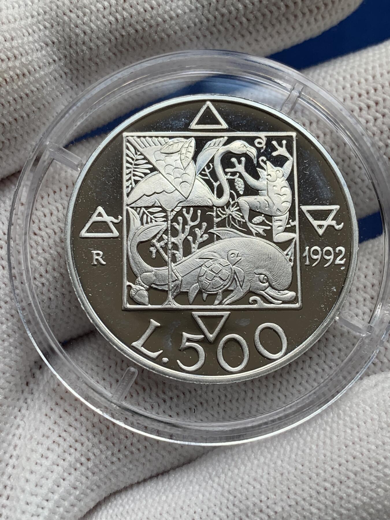 《竞宝斋》第277场- 周日，周一 2场连拍 （全场包邮） 5枚一组 意大利花神与动物精制银币 1000里拉1枚+500里拉3枚+200里拉1枚 4盒4证 835银