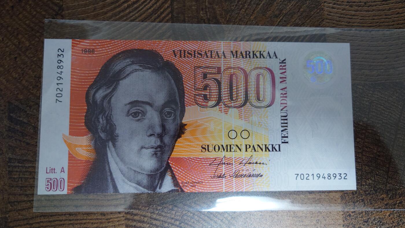 【麦稀奇世界钱币展】精选微拍第113期暨2024年第24期  六月币展新品卖剩存货选购专场 1986年芬兰500马克 全新绝品 Litt.A版