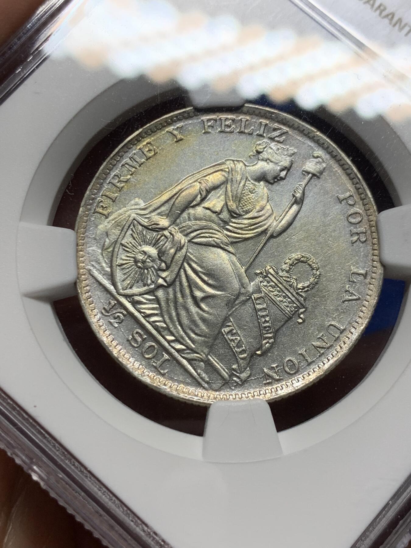 《竞宝斋》第277场- 周日，周一 2场连拍 （全场包邮） NGC UNCD 秘鲁1928年1/2坐洋