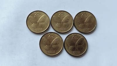 第一海外回流一元起拍收藏 散币专场 第95期 - 菲律宾1990年25分 蝴蝶