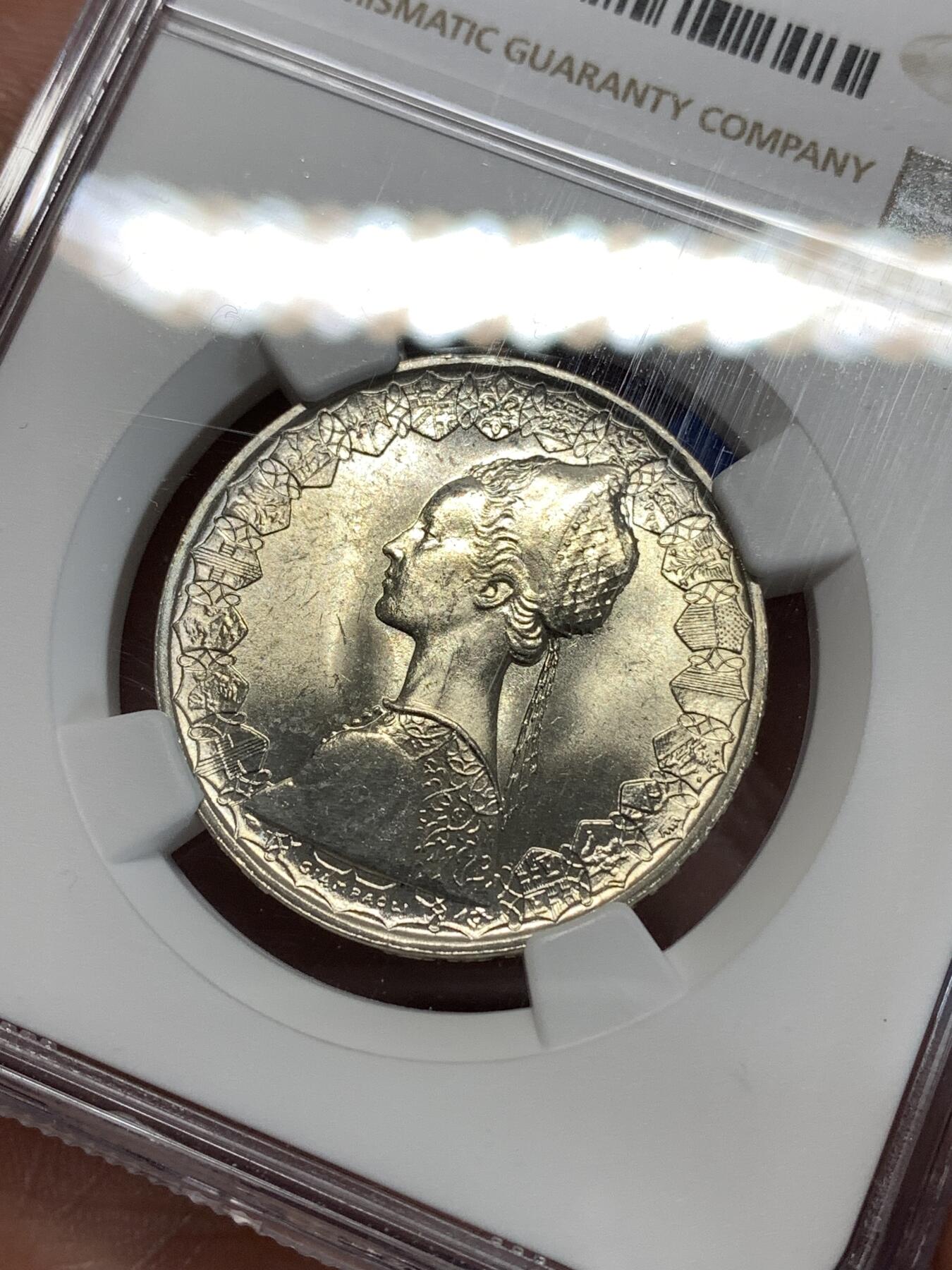 《竞宝斋》第277场- 周日，周一 2场连拍 （全场包邮） NGC MS63 意大利帆船少女1960年500里拉银币