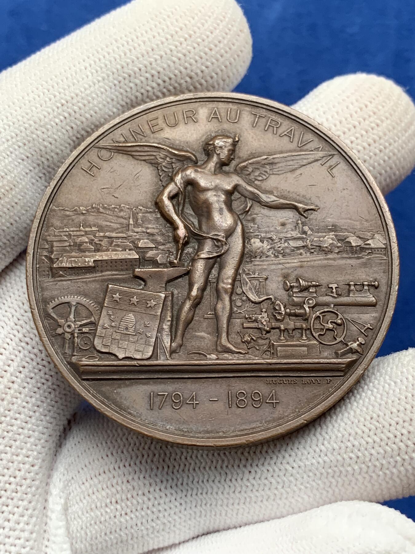 《竞宝斋》第277场- 周日，周一 2场连拍 （全场包邮） 瑞士1894年拉绍德封大火重建百年纪念大铜章 50.7mm 79克