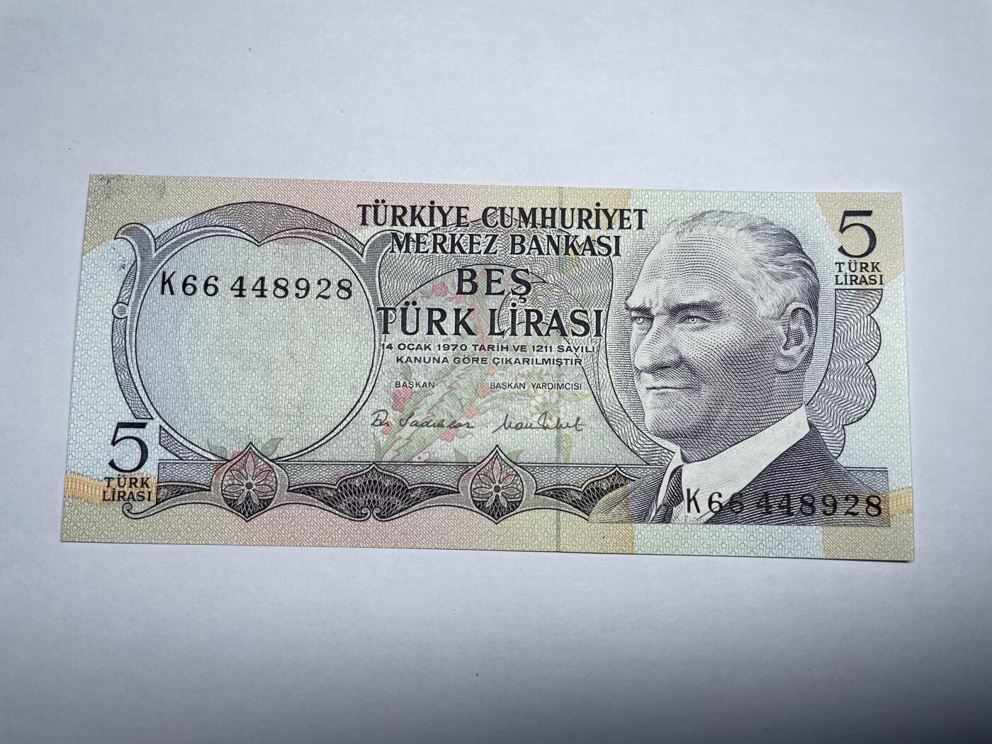 2024年集古藏今外币拍卖第八期-第10场—（总第80拍）-纸币专场，本场拍完结算发货，本期寄存的2-3天内完成发货，再进行下一期拍卖。 1970年土耳其5里拉