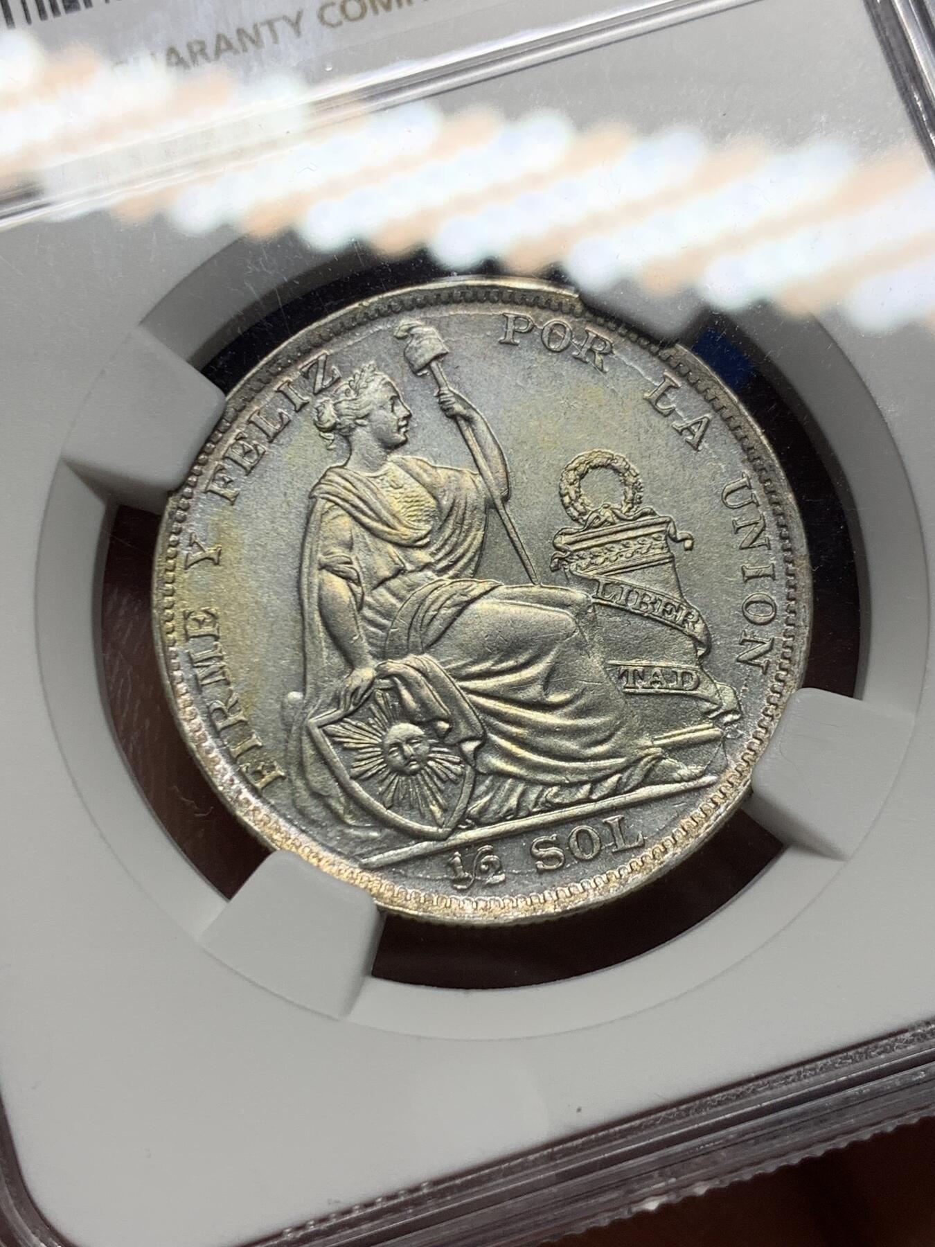 《竞宝斋》第277场- 周日，周一 2场连拍 （全场包邮） NGC UNCD 秘鲁1928年1/2坐洋