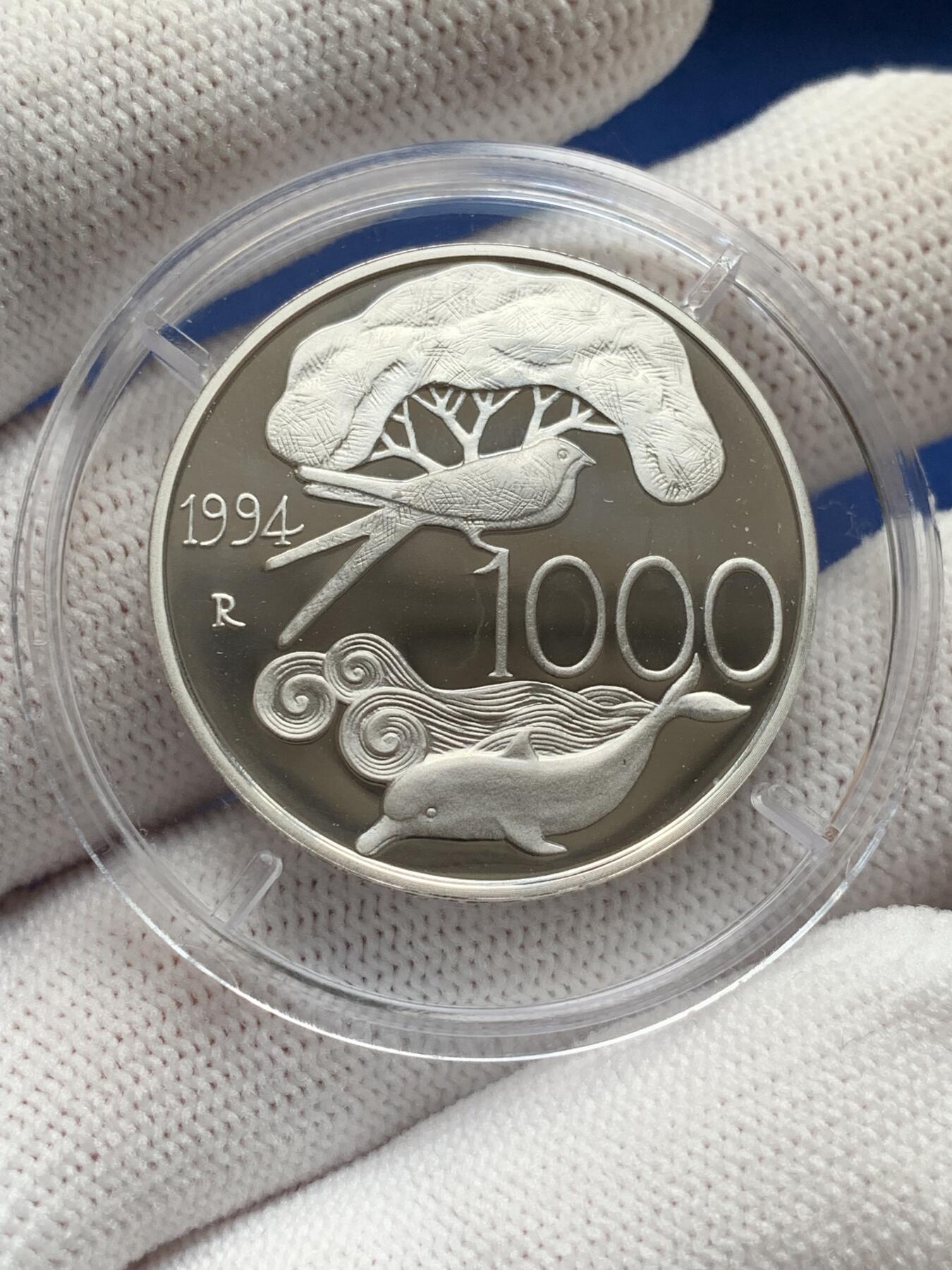 《竞宝斋》第277场- 周日，周一 2场连拍 （全场包邮） 5枚一组 意大利花神与动物精制银币 1000里拉1枚+500里拉3枚+200里拉1枚 4盒4证 835银