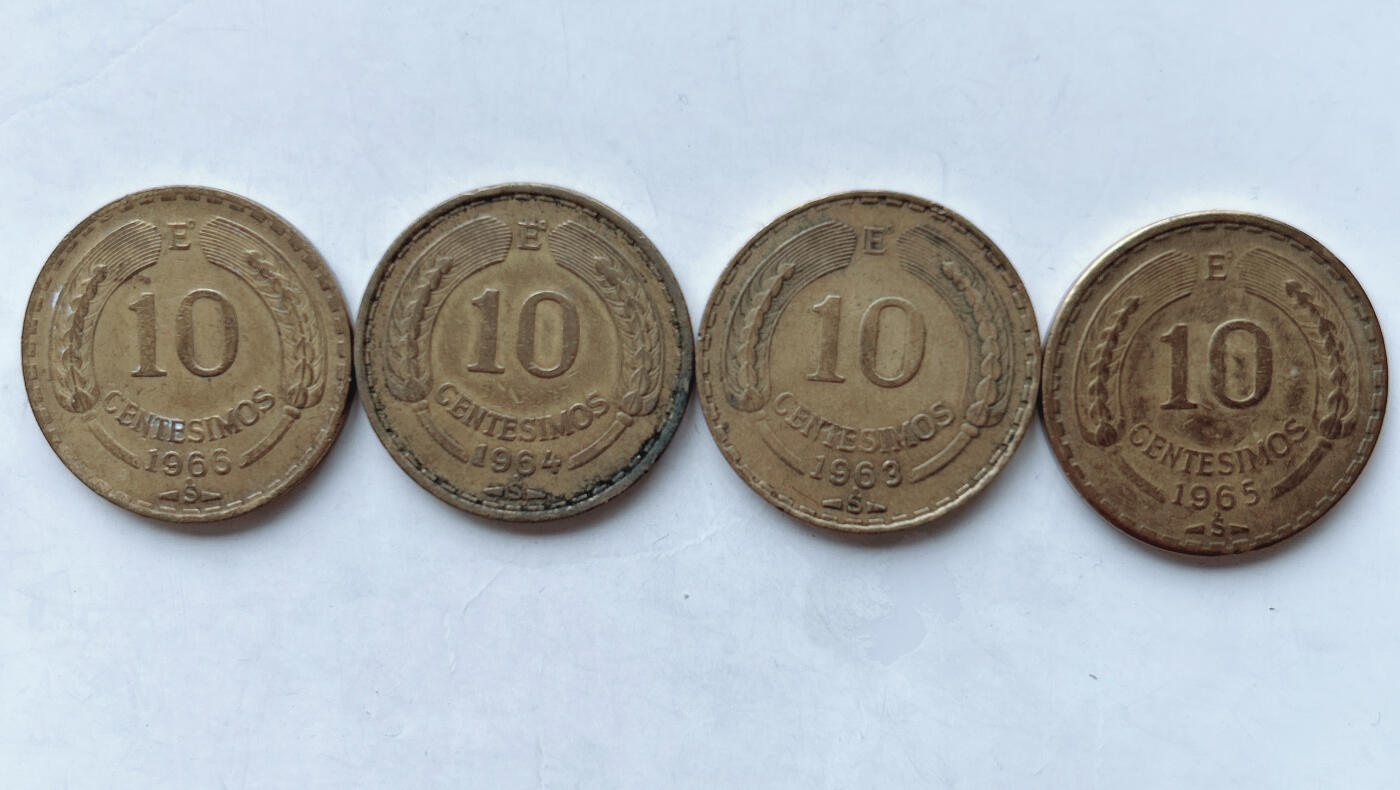 第一海外回流一元起拍收藏 散币专场 第95期 智利60年代10分铜币 4枚