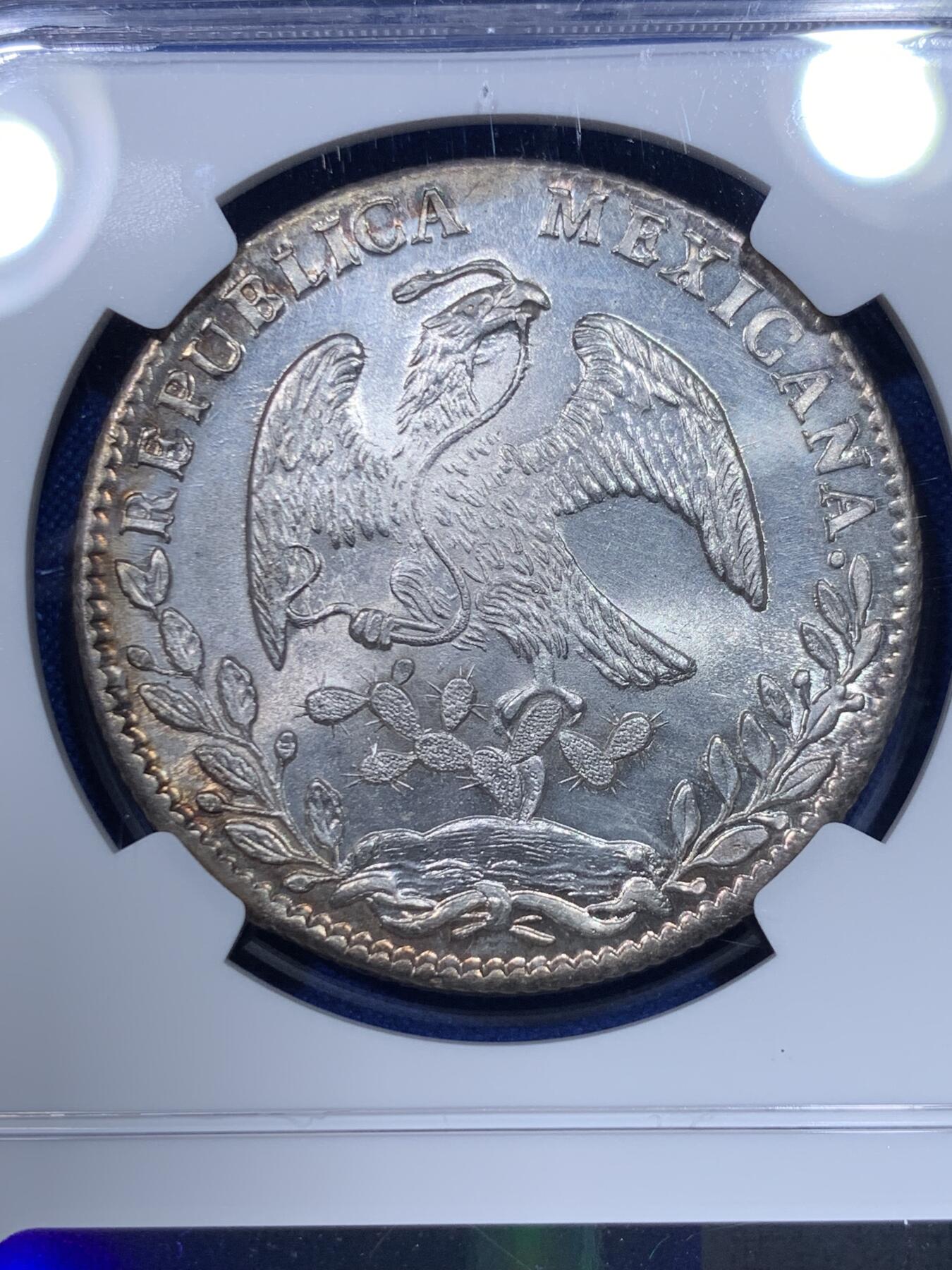 《竞宝斋》第277场- 周日，周一 2场连拍 （全场包邮） NGC UNCD 墨西哥 1861年 8瑞尔 鹰洋 银币 中期Do厂 底板镜面感很好 不知道为什么没给分 有1861/0骑字痕迹 可博分