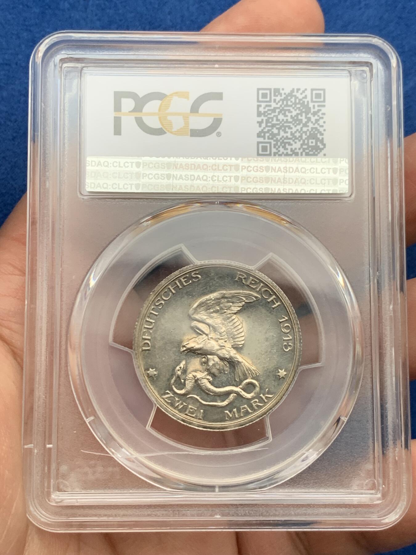 《竞宝斋》第277场- 周日，周一 2场连拍 （全场包邮） PCGS PR63CAM 德国1913年普鲁士战胜拿破仑2马克精制银币