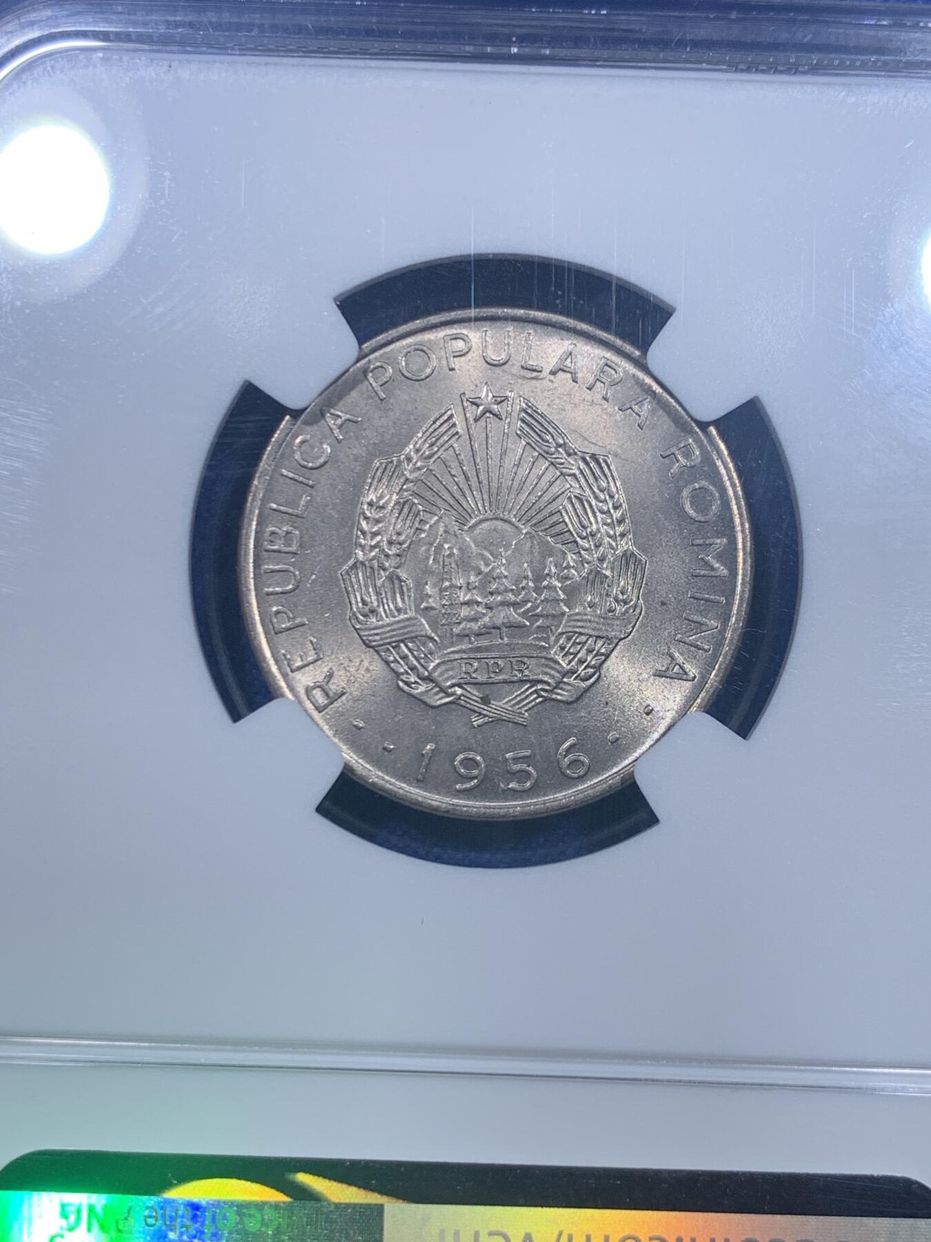 《竞宝斋》第277场- 周日，周一 2场连拍 （全场包邮） NGC MS64 罗马尼亚1956年50巴尼 高分好品 社会主义风味浓郁可藏