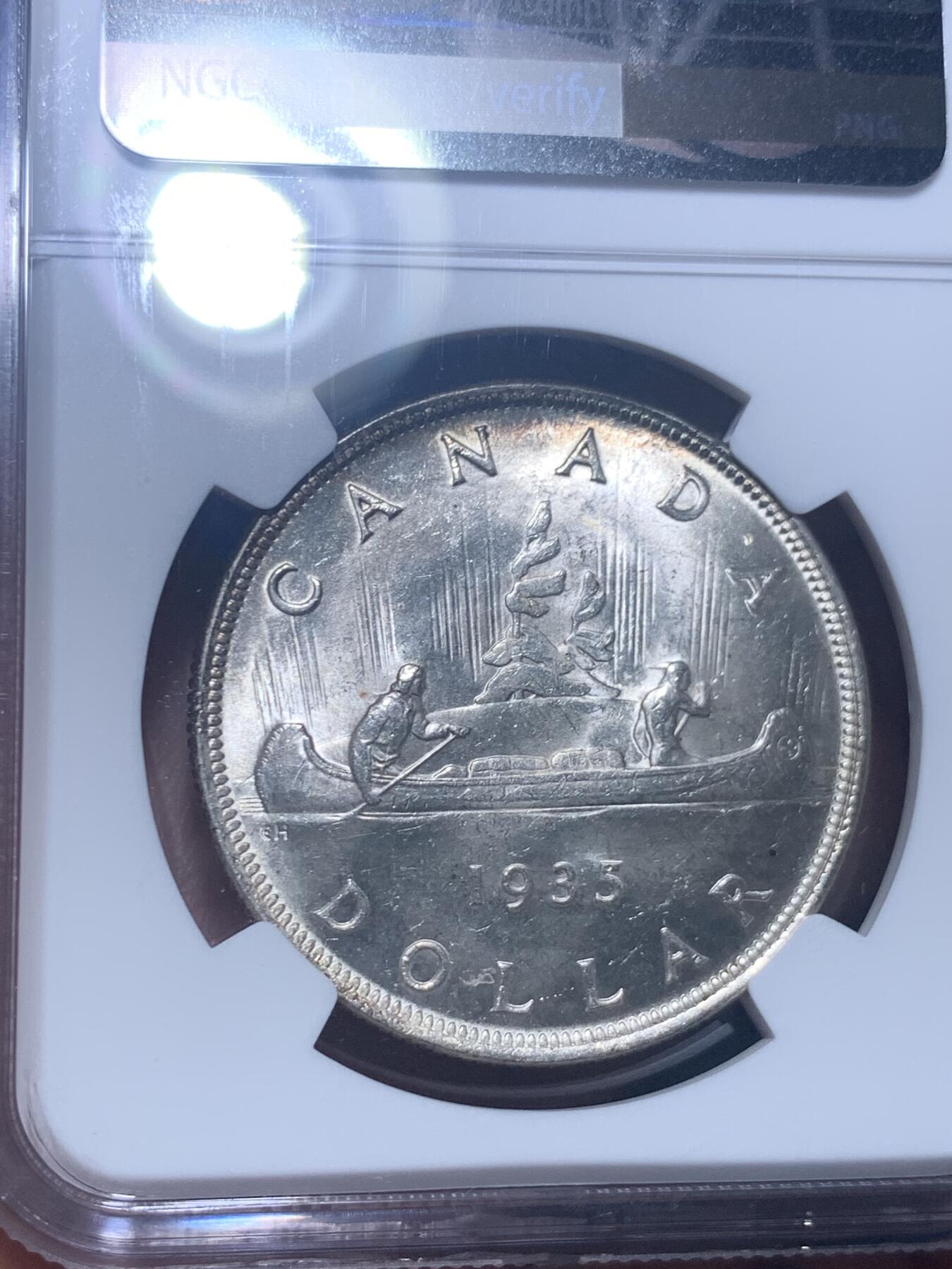 《竞宝斋》第277场- 周日，周一 2场连拍 （全场包邮） NGC MS64 加拿大1935年乔治五世1元银币