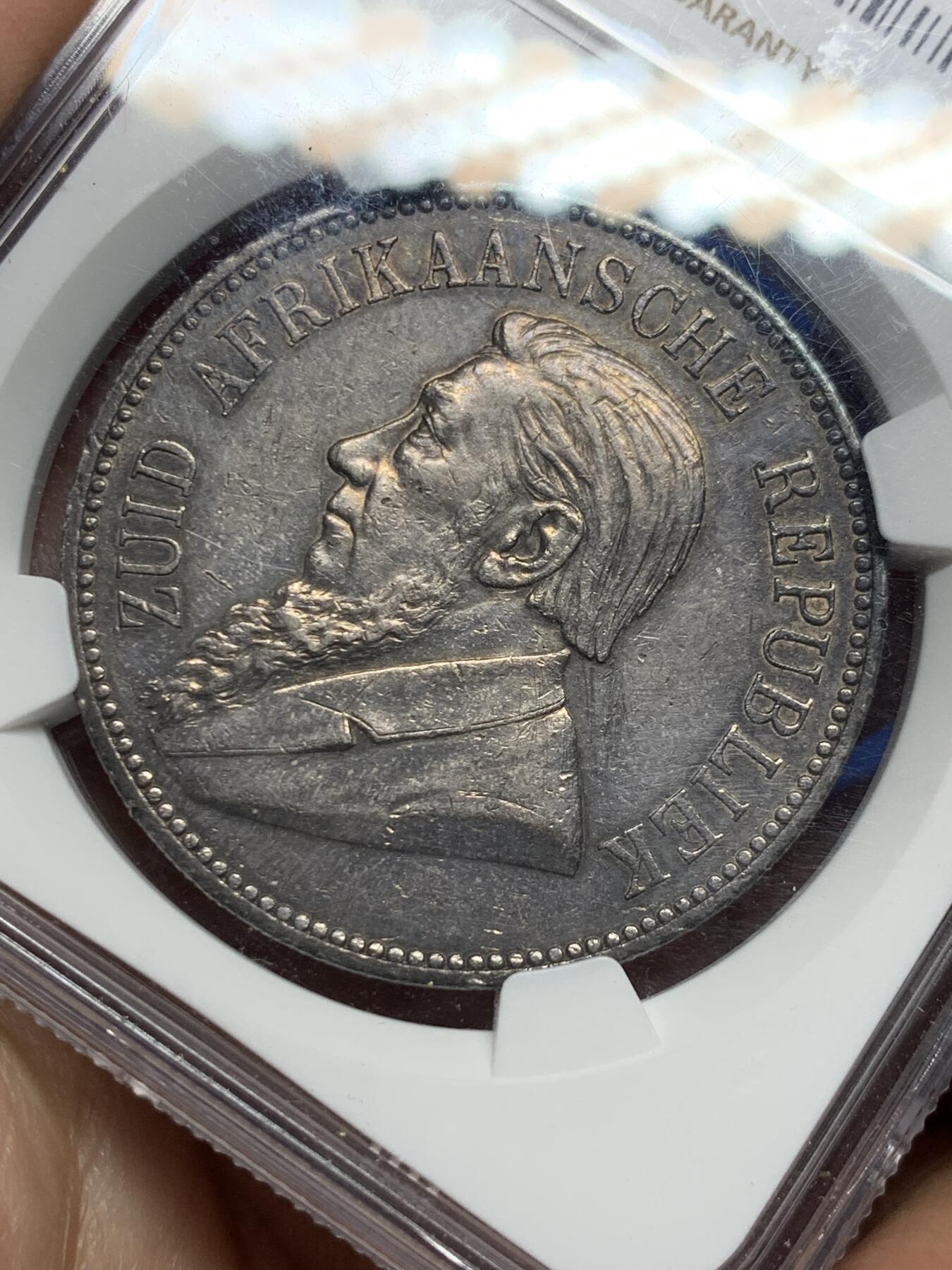 《竞宝斋》第277场- 周日，周一 2场连拍 （全场包邮） NGC AUD 南非1892年德兰士瓦5先令大银币