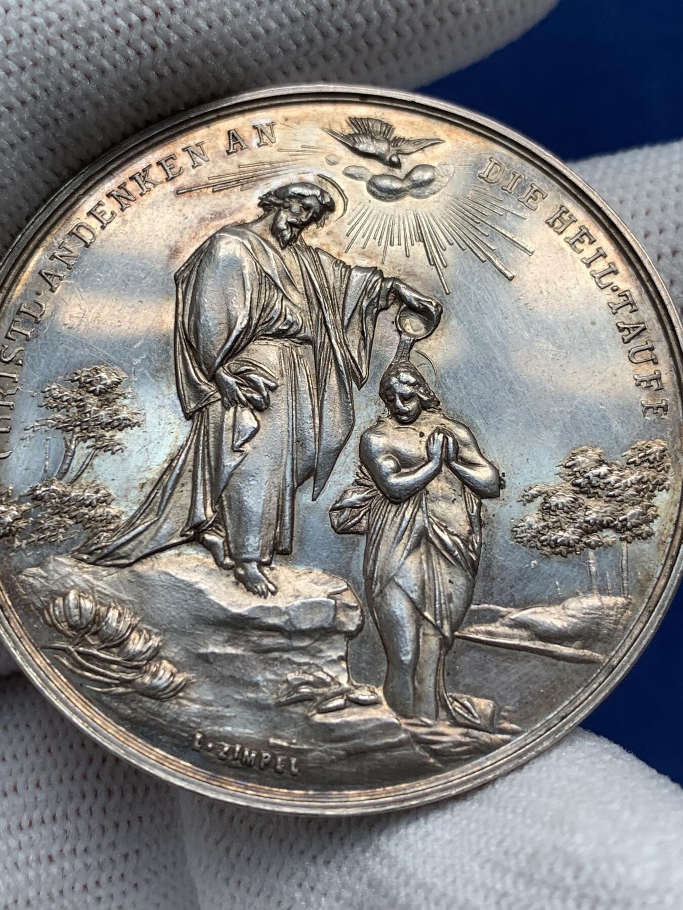 《竞宝斋》第277场- 周日，周一 2场连拍 （全场包邮） 奥地利宗教洗礼银章 41.9mm 22.8克 非常漂亮 细节见图