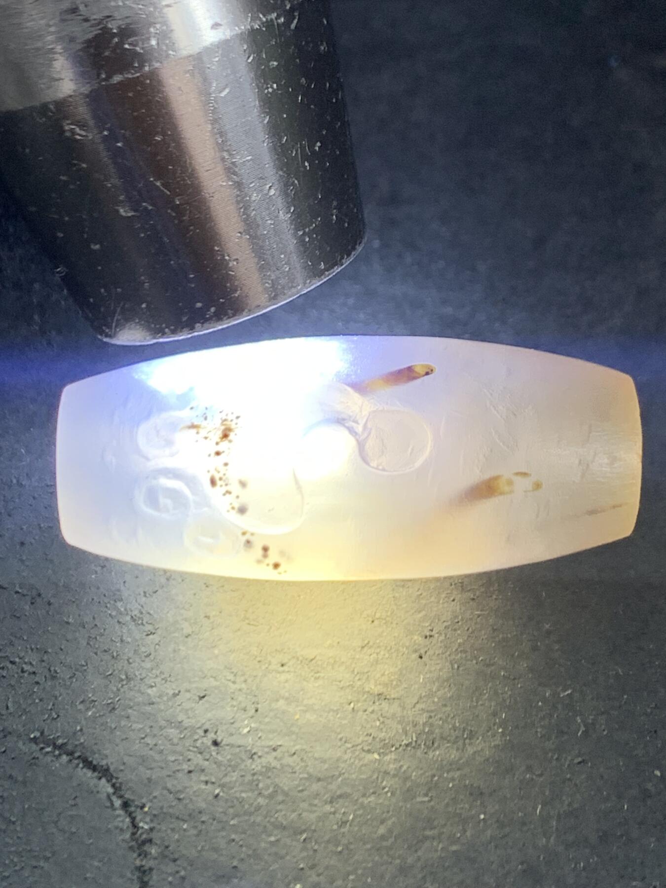 精美亚光高玉化水墨纹俏色海洋玉髓手工雕刻得道成佛意境桶珠一个