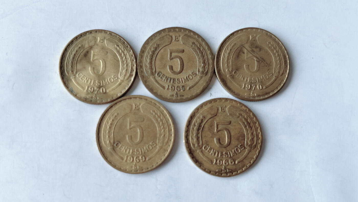 第一海外回流一元起拍收藏 散币专场 第95期 智利5分铜币 5枚