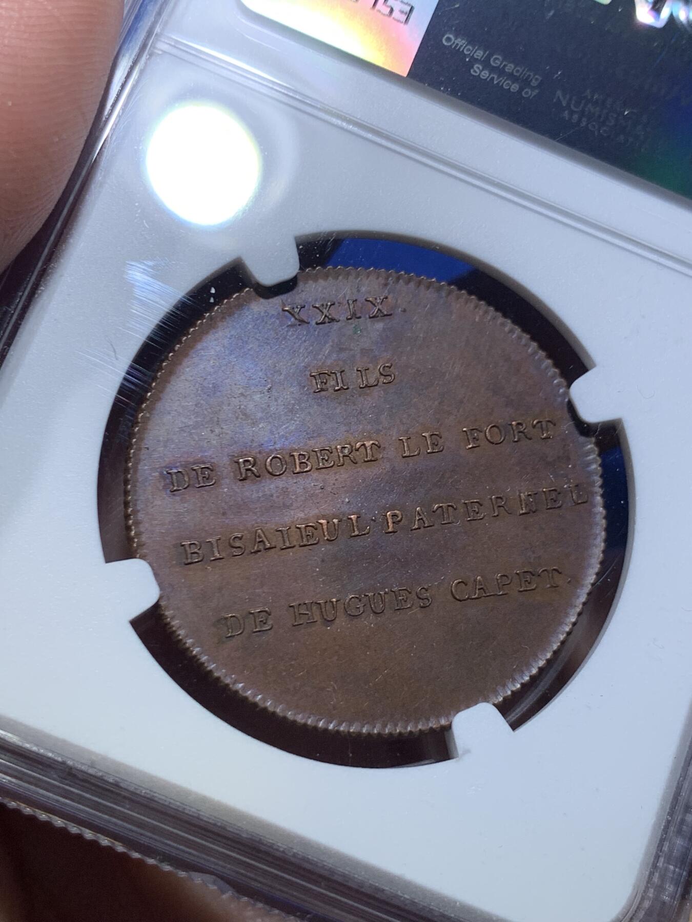 《竞宝斋》第277场- 周日，周一 2场连拍 （全场包邮） NGC MS62BN 法国1830-48国王厄德铜章