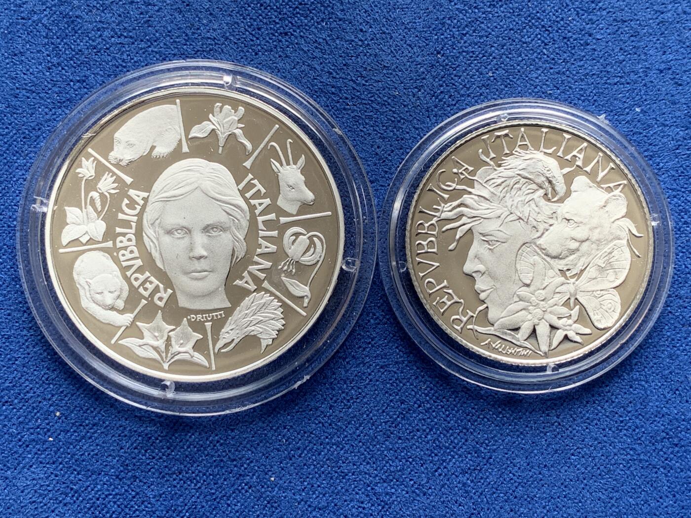 《竞宝斋》第277场- 周日，周一 2场连拍 （全场包邮） 5枚一组 意大利花神与动物精制银币 1000里拉1枚+500里拉3枚+200里拉1枚 4盒4证 835银