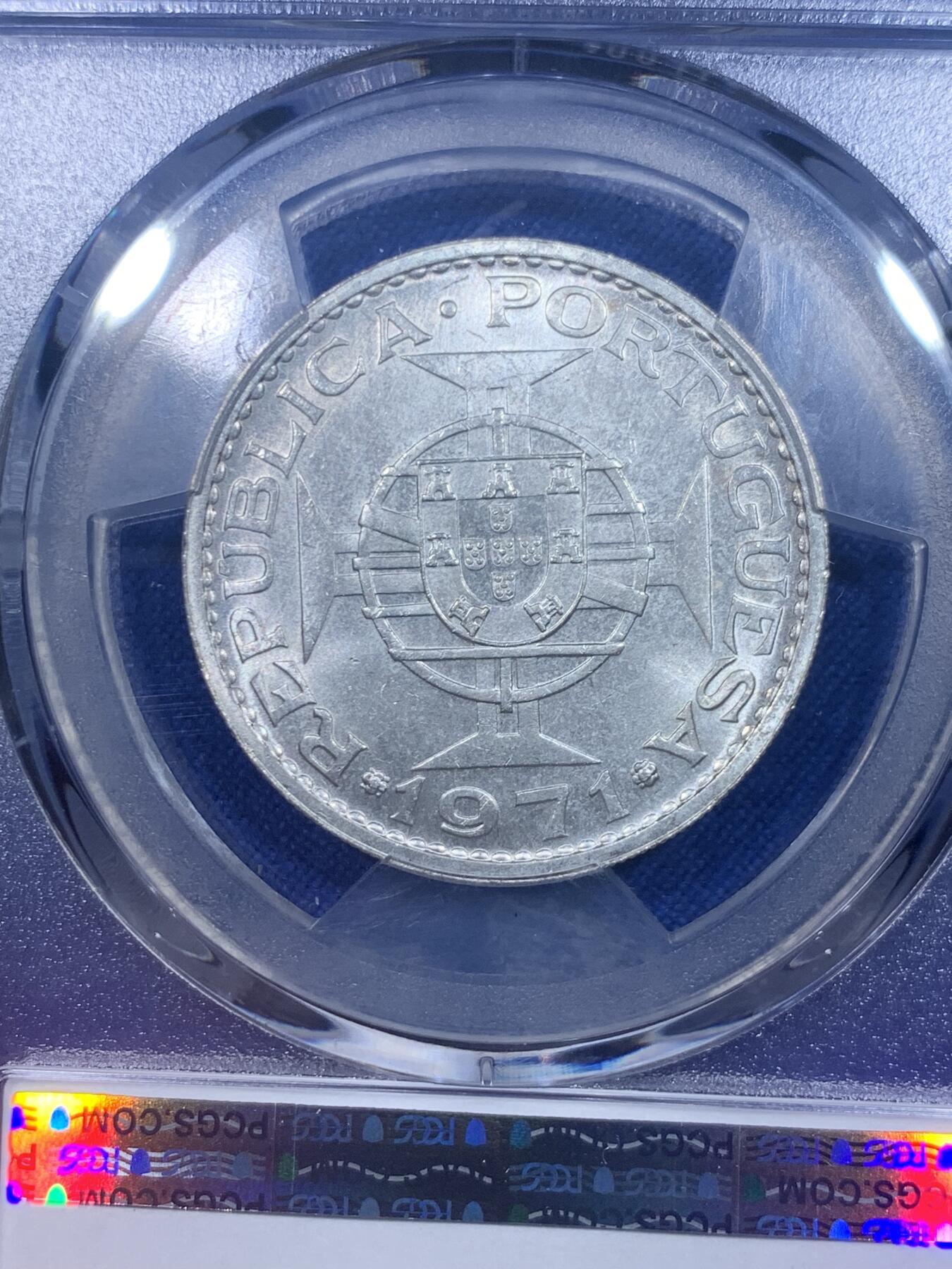 《竞宝斋》第277场- 周日，周一 2场连拍 （全场包邮） 亚军分 PCGS MS65 中国澳门1971年伍圆银币 殖民时期主币