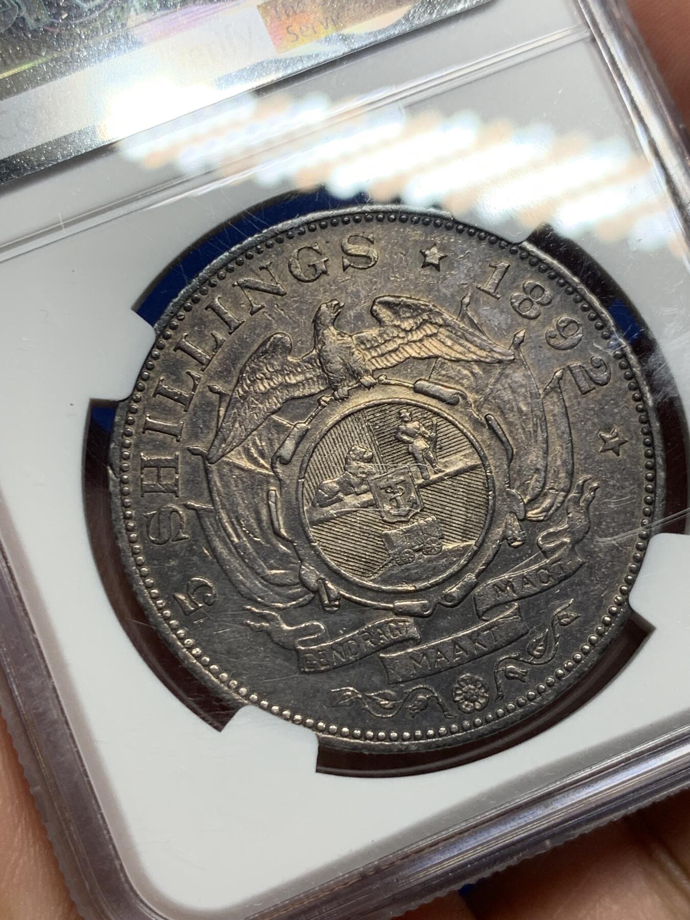 《竞宝斋》第277场- 周日，周一 2场连拍 （全场包邮） NGC AUD 南非1892年德兰士瓦5先令大银币