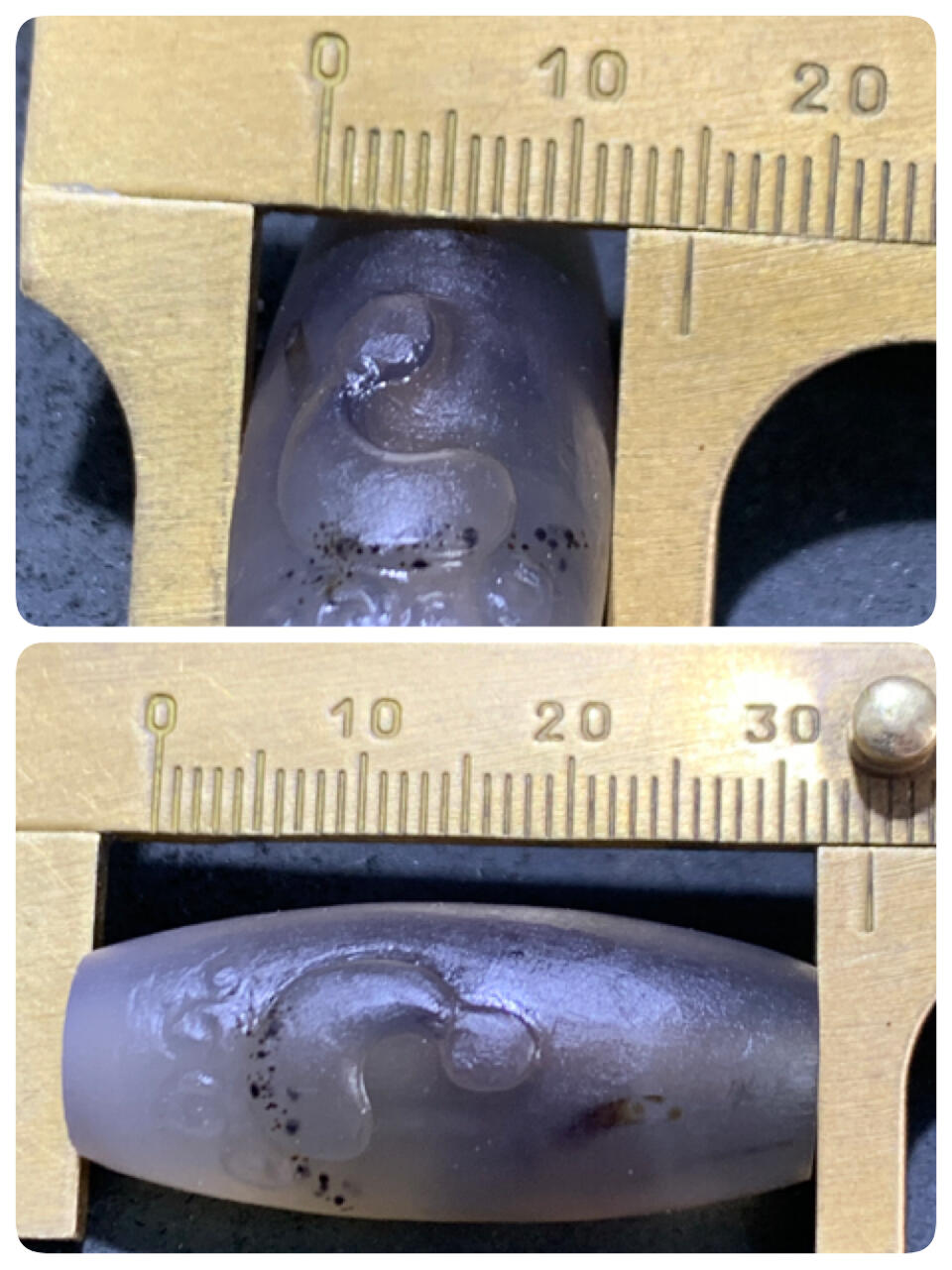 精美亚光高玉化水墨纹俏色海洋玉髓手工雕刻得道成佛意境桶珠一个