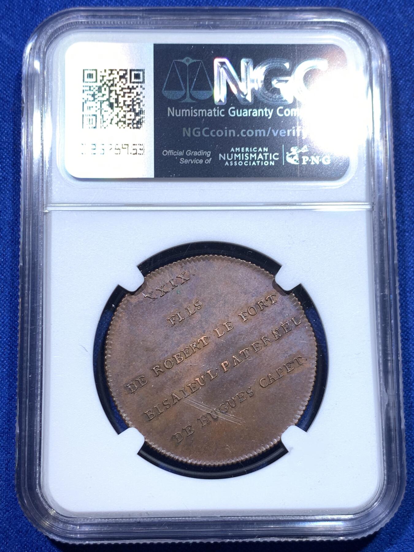 《竞宝斋》第277场- 周日，周一 2场连拍 （全场包邮） NGC MS62BN 法国1830-48国王厄德铜章