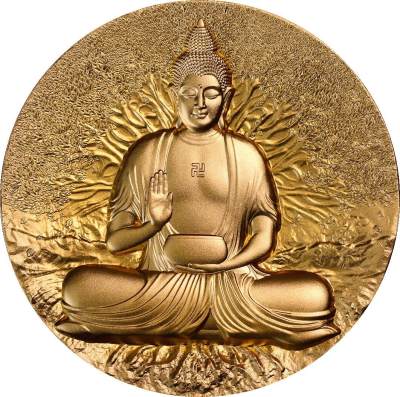 CSIS-GREAT评级精品钱币拍卖第二百五十期 - 加蓬2025年佛陀《金刚经》2盎司镀金双面高浮雕纪念银币