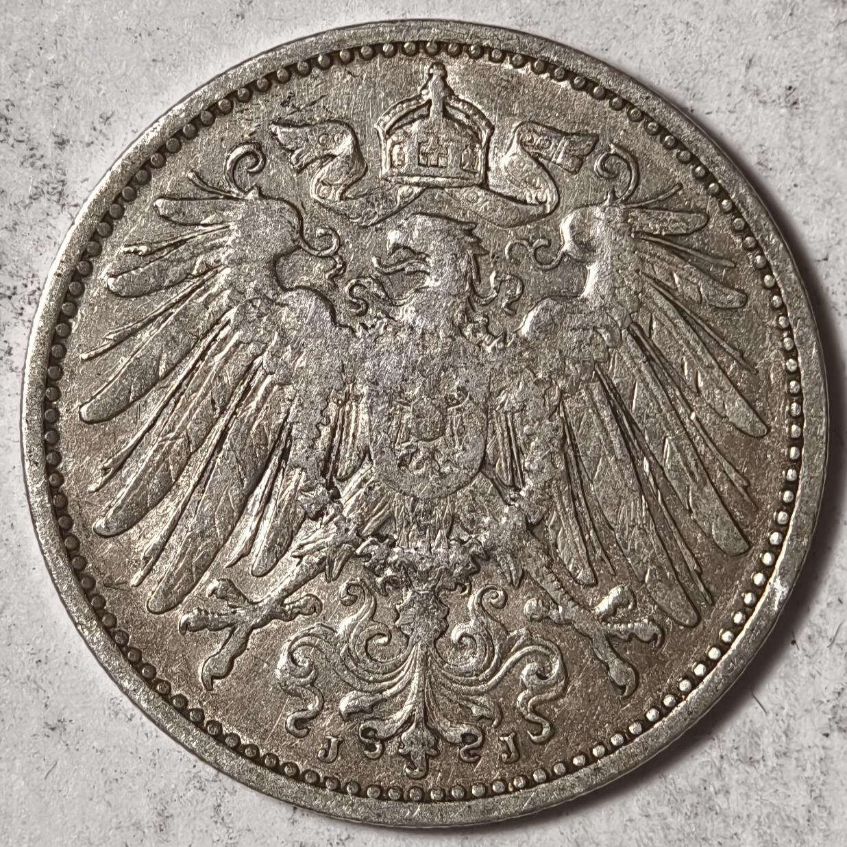 紫瑗钱币——第382期拍卖 德国 1902年 J版 第二帝国 长翅 1马克 银币 5.5克 0.9银