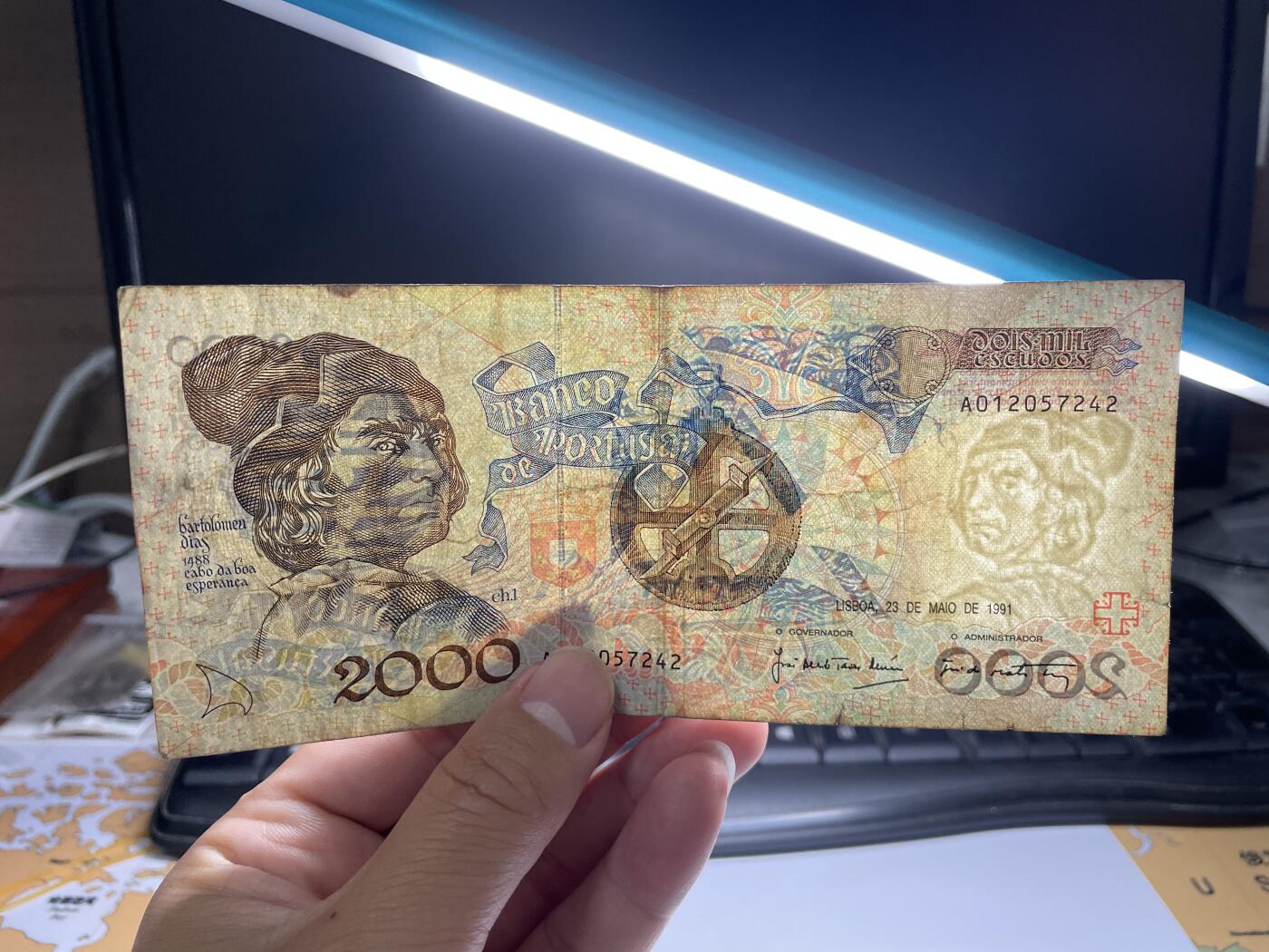 2024年集古藏今外币拍卖第八期-第10场—（总第80拍）-纸币专场，本场拍完结算发货，本期寄存的2-3天内完成发货，再进行下一期拍卖。 1991年葡萄牙2000埃斯库多