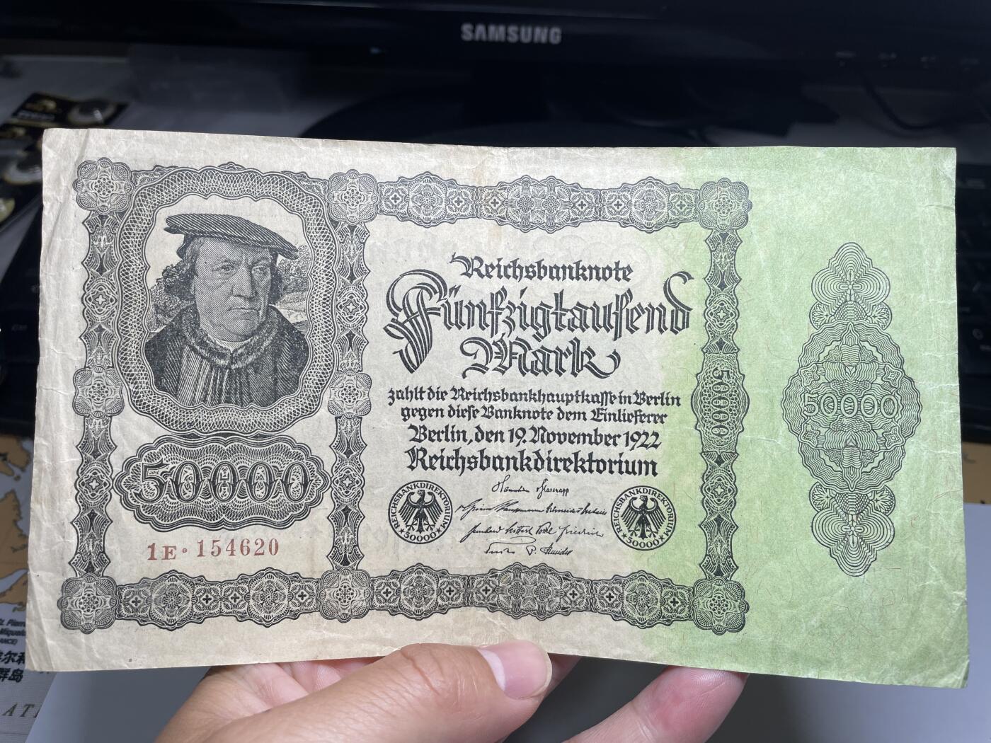 2024年集古藏今外币拍卖第八期-第10场—（总第80拍）-纸币专场，本场拍完结算发货，本期寄存的2-3天内完成发货，再进行下一期拍卖。 1922年德国50000马克