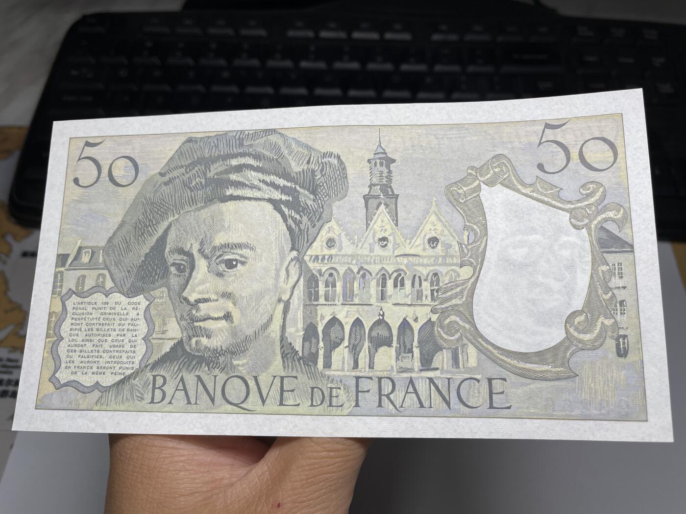 2024年集古藏今外币拍卖第八期-第10场—（总第80拍）-纸币专场，本场拍完结算发货，本期寄存的2-3天内完成发货，再进行下一期拍卖。 全新法国50法郎，豹子号666