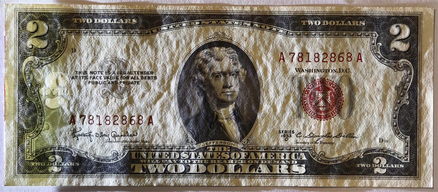 紫瑗钱币——第363期拍卖——纸币场 美国 1953年 C序列 托马斯·杰斐逊 2美元 红印 政府券 AU