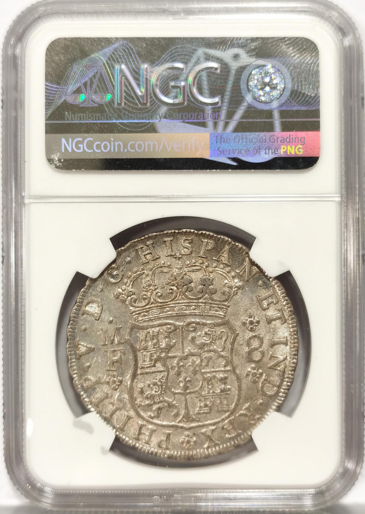 【麦稀奇世界钱币展】博洋堂“流萤染夏”六月精品专场暨第081期（全场包邮） NGC MS62 1741地球双柱，早期墨西哥地球双柱顶级藏品，作为世界贸易银币经典品种，近年伴随墨西哥经济发展大幅上涨，此枚原色银光，细节完美，可作为地球双柱代表性藏品