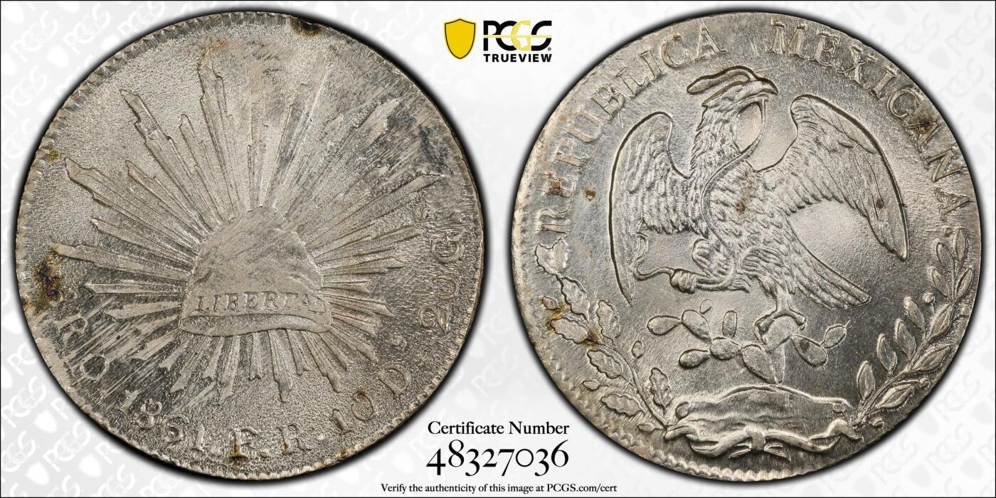 【麦稀奇世界钱币展】博洋堂“流萤染夏”六月精品专场暨第081期（全场包邮） PCGS MS63 墨西哥1861O FR鹰洋，早期O版高分热门品种，PCGS亚军分数，原色银光，鹰面打制犀利细节完美，是鹰洋领域顶级藏品