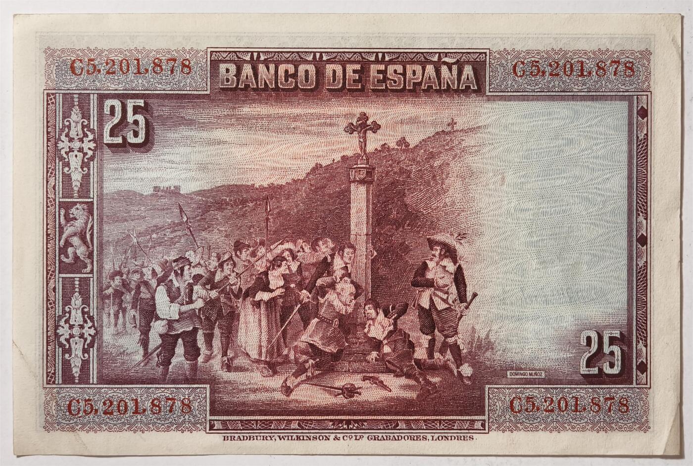 紫瑗钱币——第391期拍卖——纸币场 西班牙 1928年 卡尔德隆 25比塞塔 AU