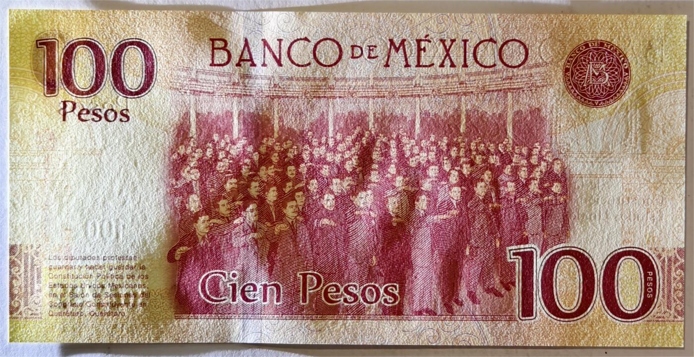 紫瑗钱币——第385期——纸币场 墨西哥 2017年 宪法颁布100周年 纪念钞 100比索 UNC