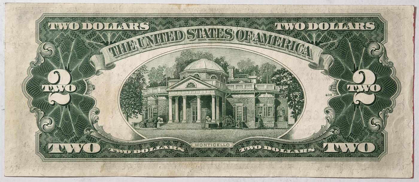 紫瑗钱币——第363期拍卖——纸币场 美国 1953年 C序列 托马斯·杰斐逊 2美元 红印 政府券 AU