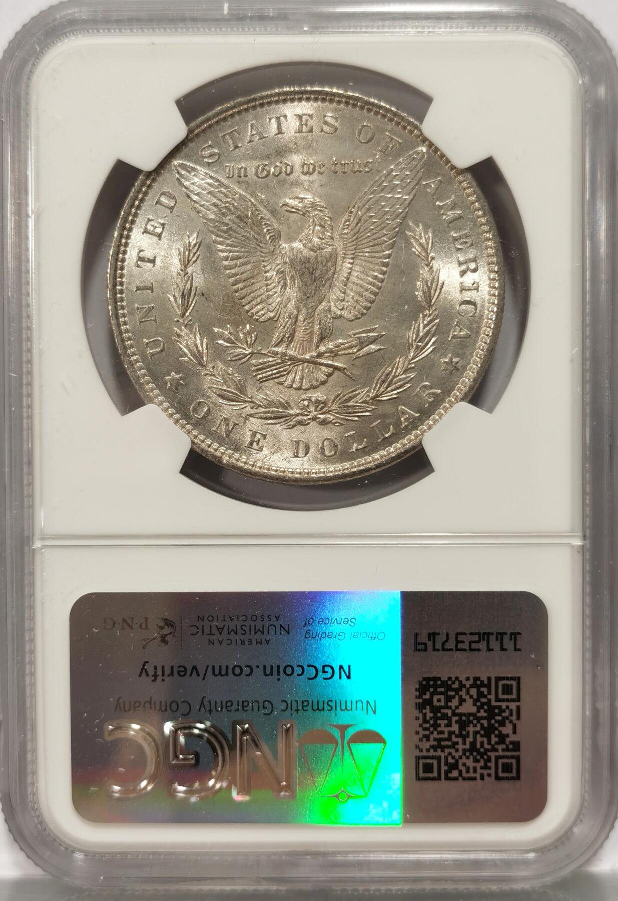 【麦稀奇世界钱币展】博洋堂“流萤染夏”六月精品专场暨第081期（全场包邮） NGC MS61 美国1896年摩根银币，币面无任何污染