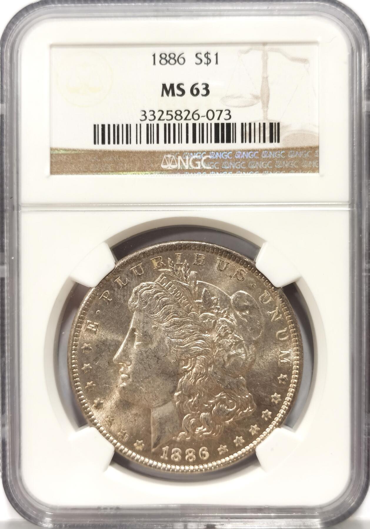 【麦稀奇世界钱币展】博洋堂“流萤染夏”六月精品专场暨第081期（全场包邮） 1886年美国摩根银币P版NGC-MS63，原汁原味老包浆，包浆醇厚，币面清爽干净又漂亮，打制精美