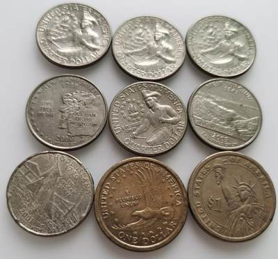 外国散币20240612场次（中拍皆有赠品），每周两拍，可寄存 - 美国纪念币9枚，汇率人民币27元