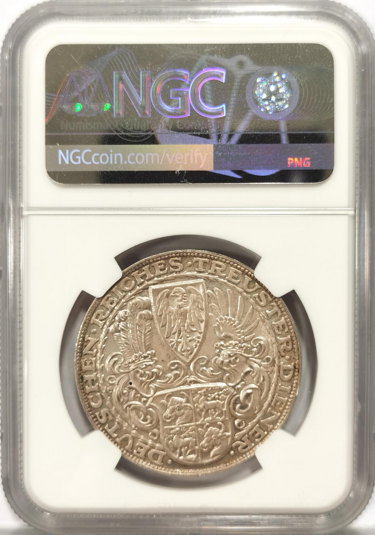 【麦稀奇世界钱币展】博洋堂“流萤染夏”六月精品专场暨第081期（全场包邮） NGC MS62 德国1927年兴登堡80寿辰银章