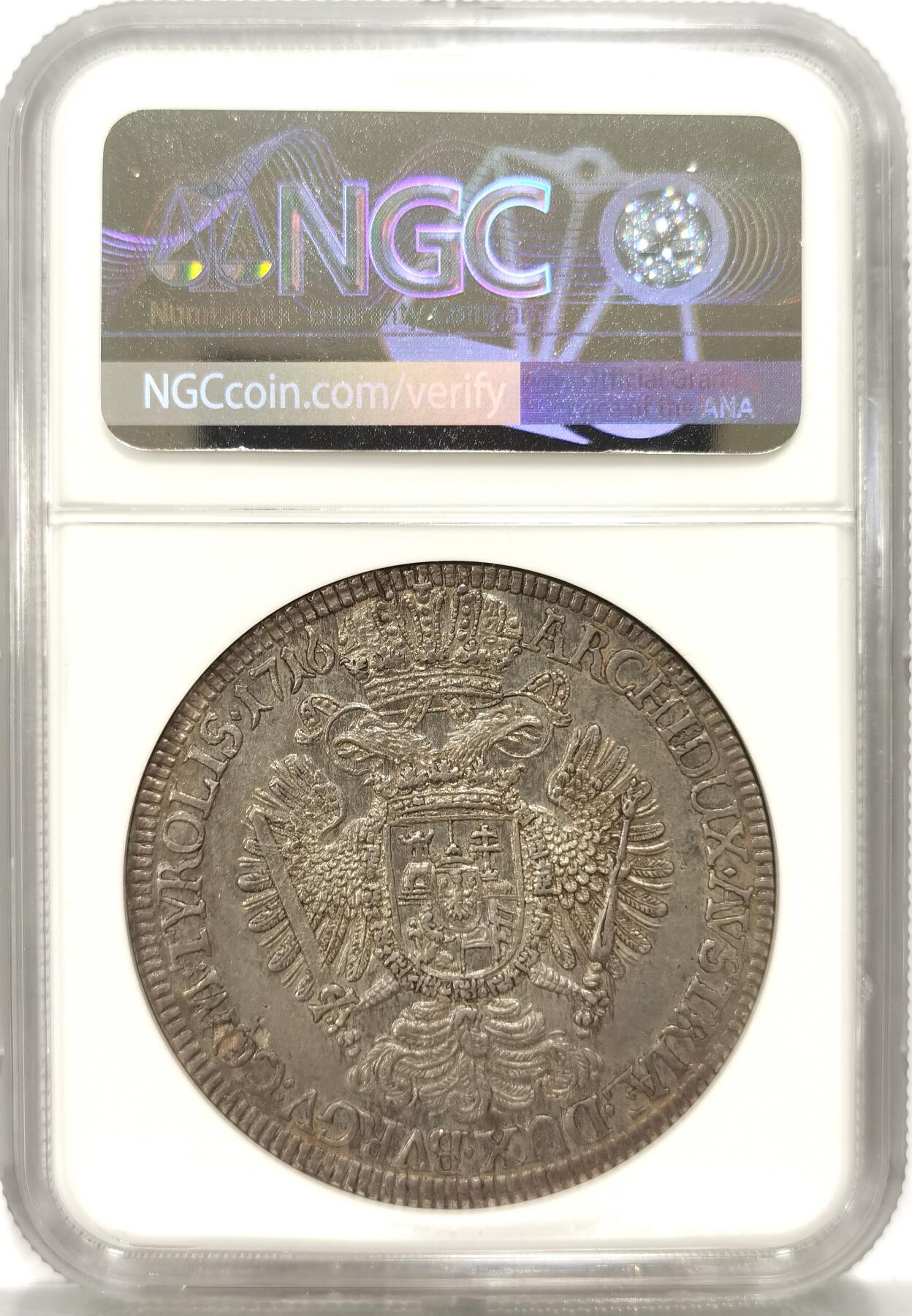 【麦稀奇世界钱币展】博洋堂“流萤染夏”六月精品专场暨第081期（全场包邮） NGC MS62 神罗奥地利1716/5年哈布斯堡王朝卡洛斯六世泰勒 经典老包浆 N榜冠军分