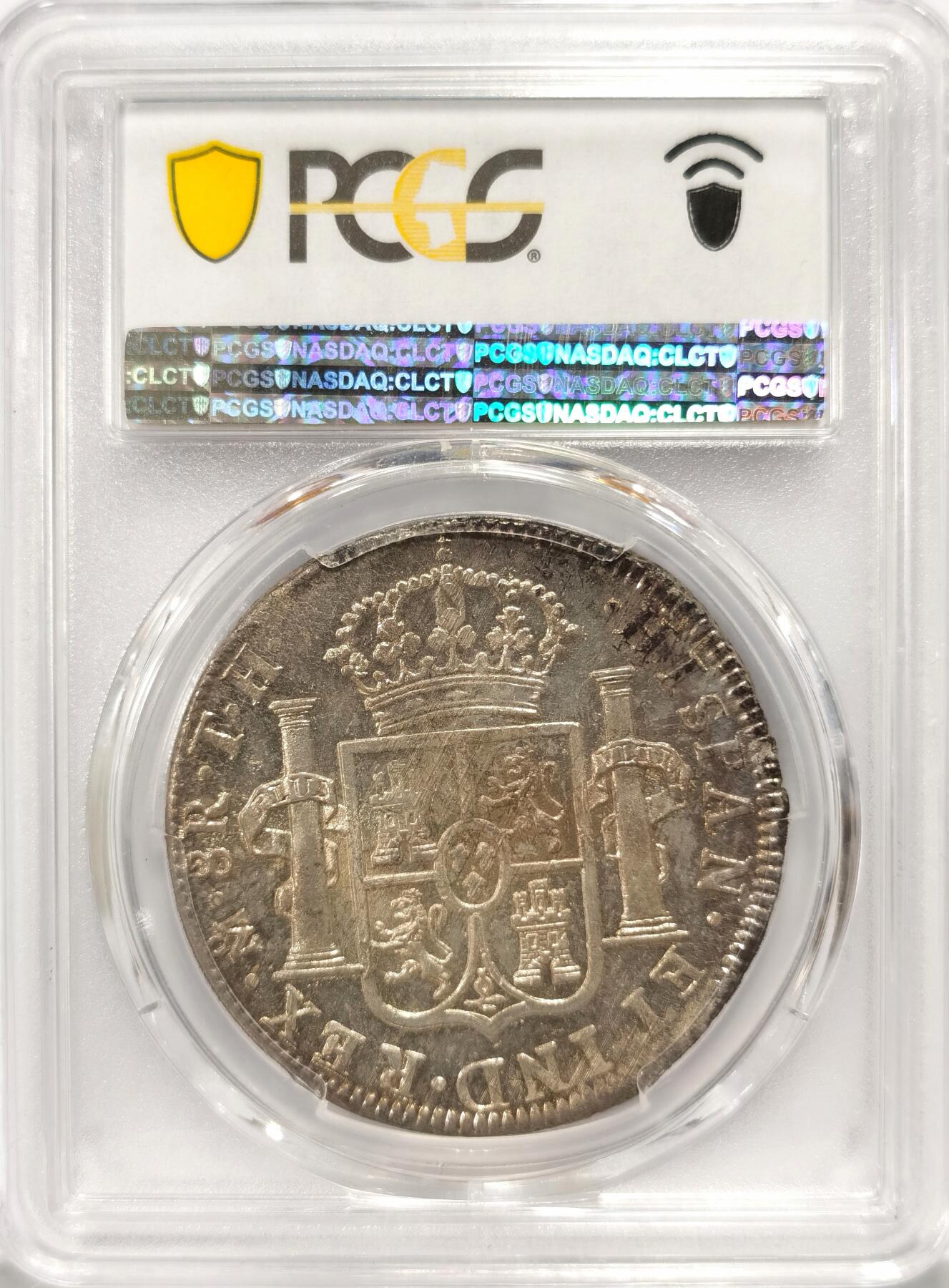 【麦稀奇世界钱币展】博洋堂“流萤染夏”六月精品专场暨第081期（全场包邮） PCGS MS62 墨西哥斐迪南七世军装版1809年双柱8R 底板有点呈镜面